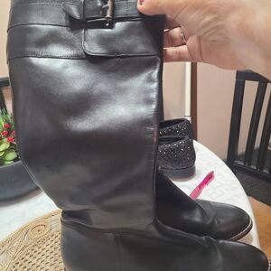 Black Leather Knee-High Boots